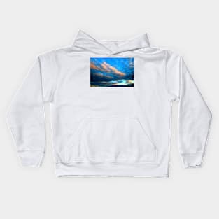 Cloudy sky before the storm during sunset Kids Hoodie